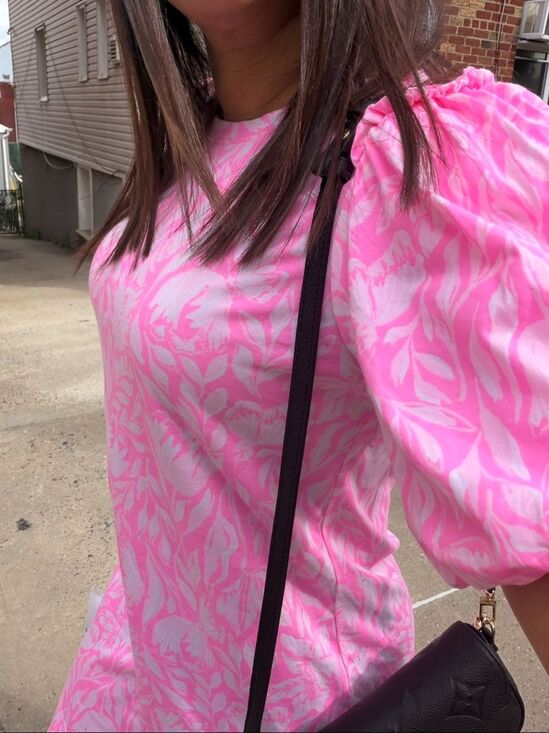 Lilly Pulitzer Dresses & Skirts - Lilly Pulitzer Mercer Dress XS Pink Tulip to Tango Floral Puff Sleeve preppy